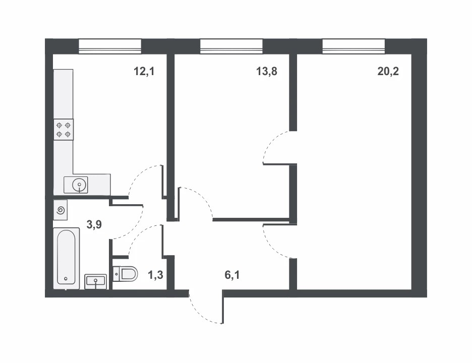 планировка квартиры 57 м2